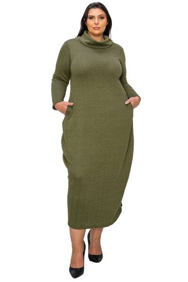 Lana Cowl Turtle Neck Pocket Sweater Dress - L I V D