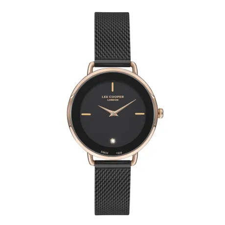 LEE COOPER-Women's Rose Gold 34mm  watch w/Black Dial