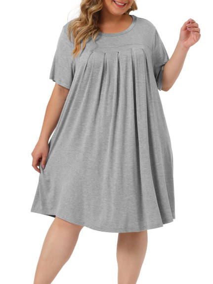 Agnes Orinda - Short Sleeve Round Neck Nightgowns