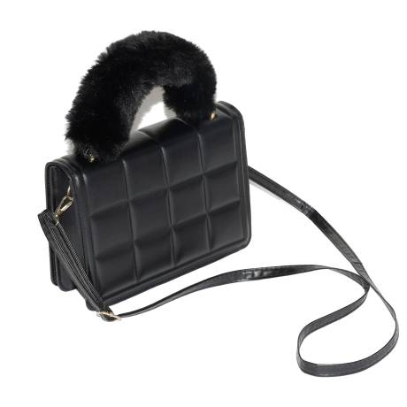 Nicci Ladies Handbag with Faux Fur Handle