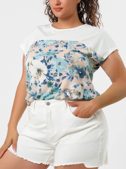 Agnes Orinda - Dolman Sleeve Summer Floral T Shirt