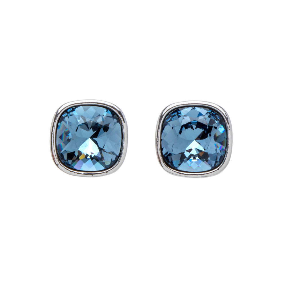 Boucles d'oreilles clou de coussin Montana en cristal fabriqué avec des cristaux autrichiens de qualité