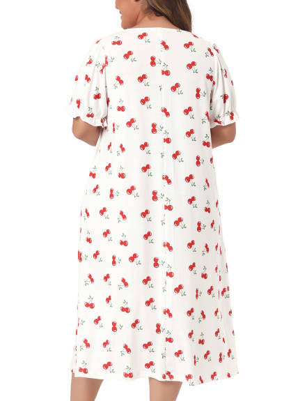 Agnes Orinda - Cherry Printed Ruffle Princess Nightgowns