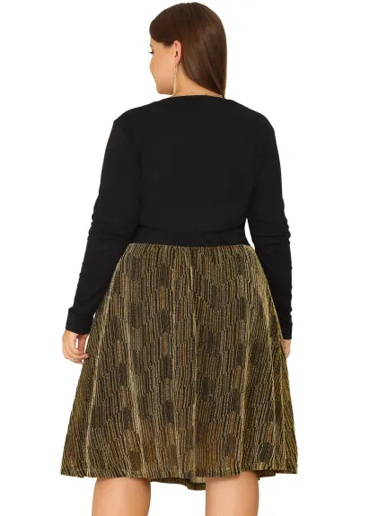Agnes Orinda - Elastic Waist Sparkle Sequin Fall Skirt
