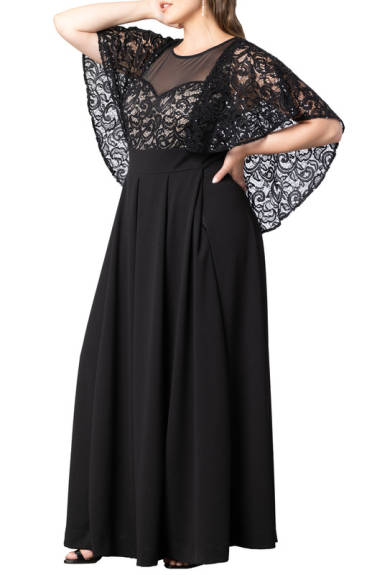 Kiyonna Alluring Sequined Lace Formal Jumpsuit (Plus Size)