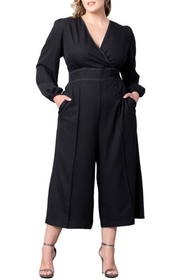 Kiyonna Tessa Cropped Wide Leg Jumpsuit (Plus Size)