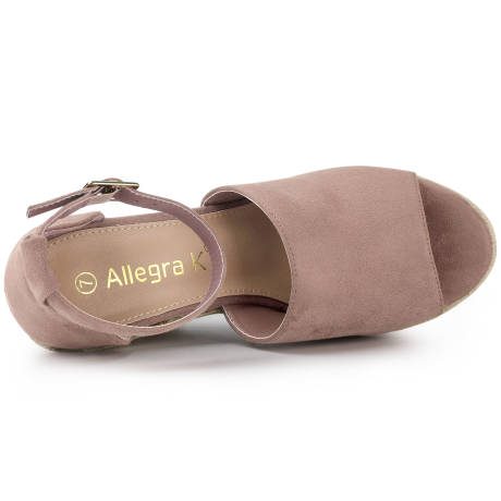 Allegra K- Women's Espadrilles Platform Black Espadrille Wedges Sandals