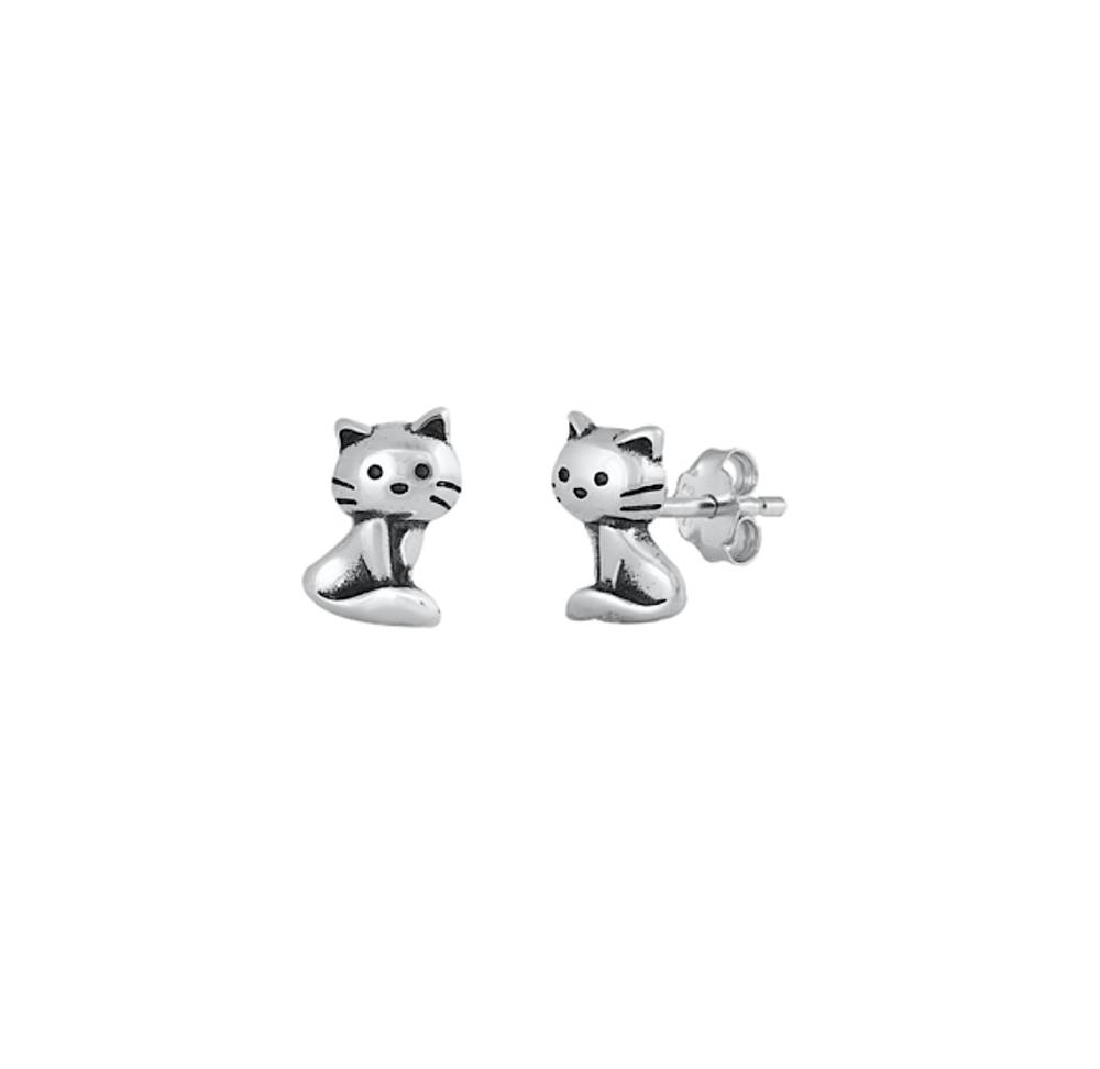 Ag Sterling Sterling Silver Cute Cat Stud Earrings Penningtons