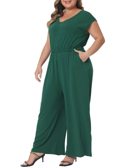 Agnes Orinda - Sleeveless Wide Legs Jumpsuits with Pockets