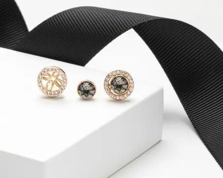 Black Diamond Crystal Halo Stud Earrings made with Quality Austrian Crystals - MICALLA
