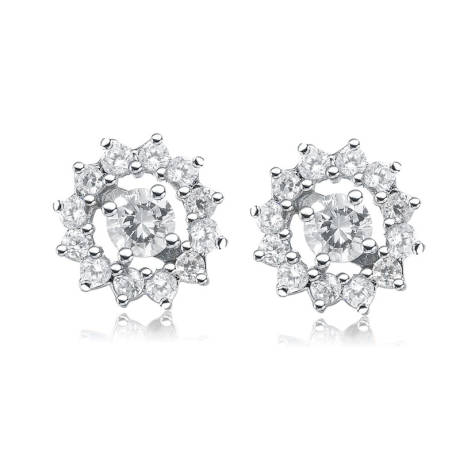 Genevive Sterling Silver with Clear Cubic Zirconia Wreath Earrings