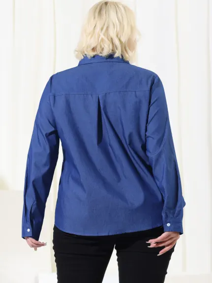Agnes Orinda - Chemises en chambray boutonnées avec poche poitrine