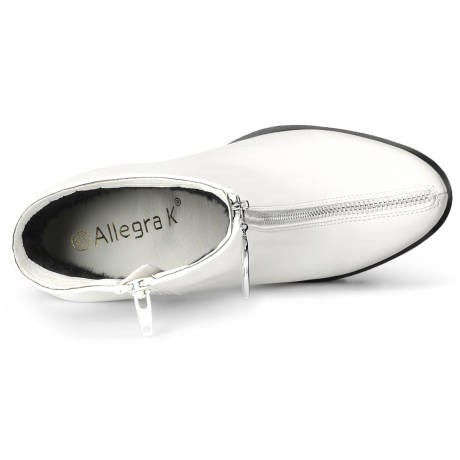 Allegra K- Platform Front Zip Chunky Heel Ankle Boots