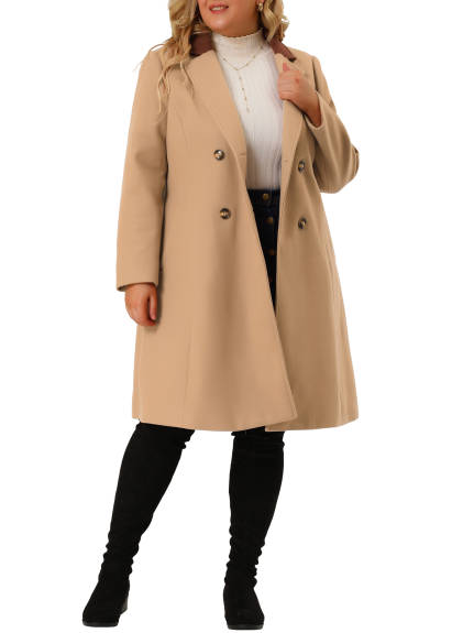 Agnes Orinda - Notched Lapel Winter Double Breasted Long Coat