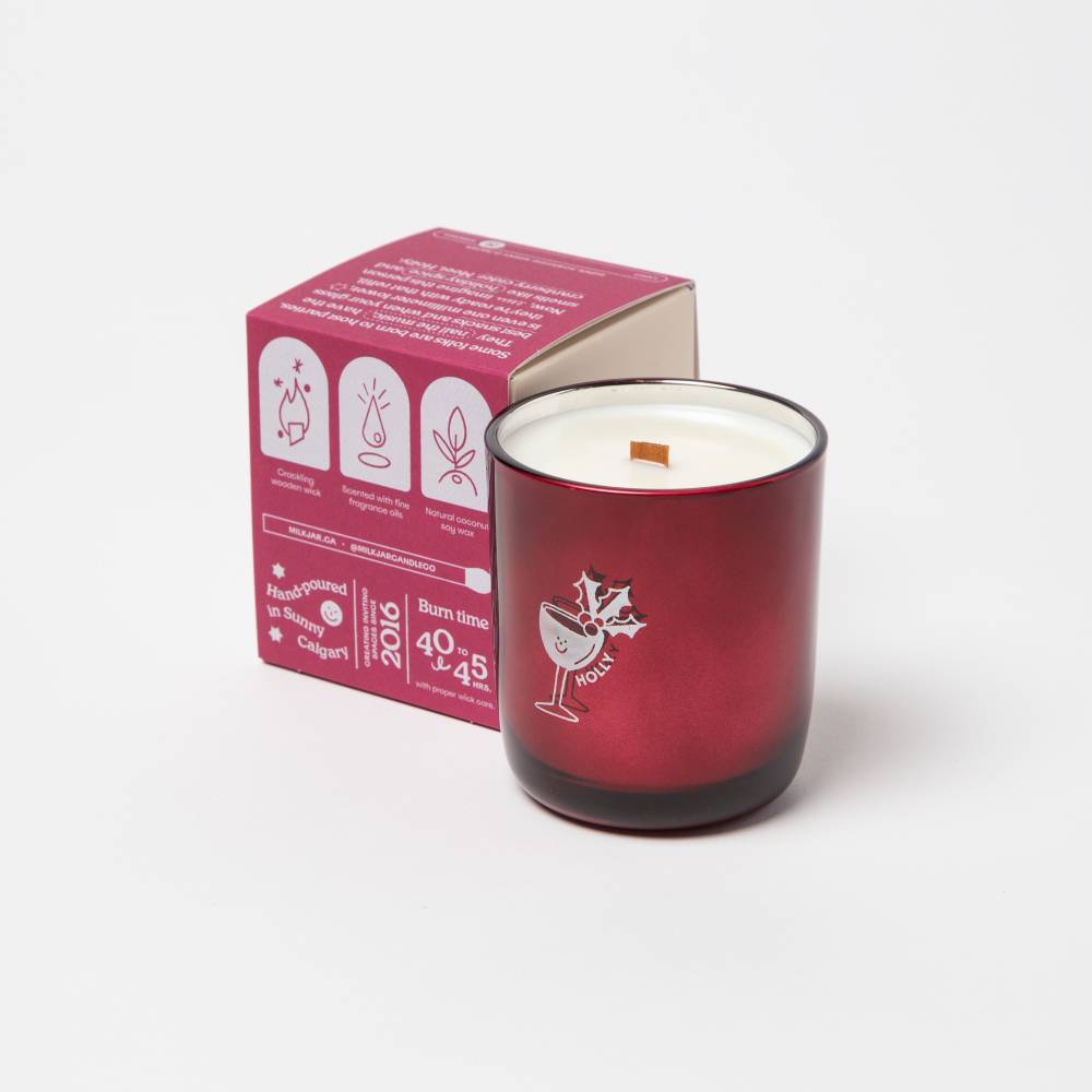 Milk Jar Holly Candle Cranberry, Clove & Pine 8oz Penningtons