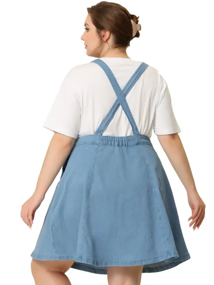 Agnes Orinda - Denim Adjustable Strap Suspender Overall Dress