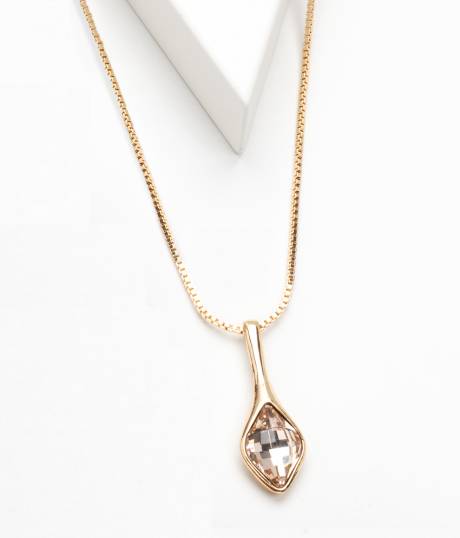 Goldtone Crystal Marquis Pendant Necklace in golden shadow - callura