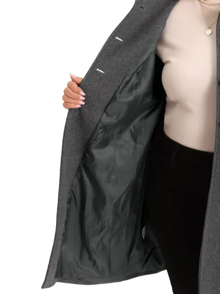Agnes Orinda - Turndown Collar Single Breasted Long Coat