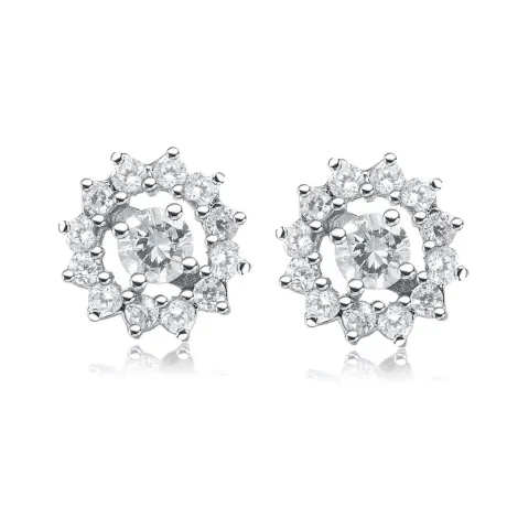 Genevive Sterling Silver with Clear Cubic Zirconia Wreath Earrings