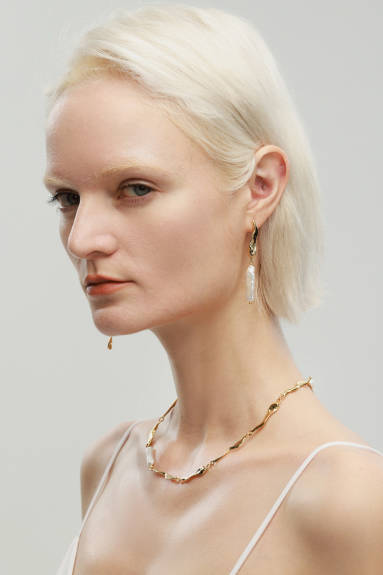 Classicharms-Asymmetrical Molten Baroque Pearl Earrings