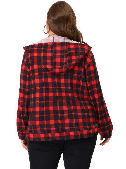 Agnes Orinda - Long Sleeve Zip Up Hoodies Plaid Jackets