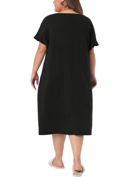 Agnes Orinda - Short Sleeve Soft Nightgowns with Pockets
