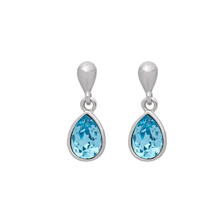 Boucles d'oreilles pendantes en cristal Aqua Teardrop fabriquées avec des cristaux autrichiens de qualité