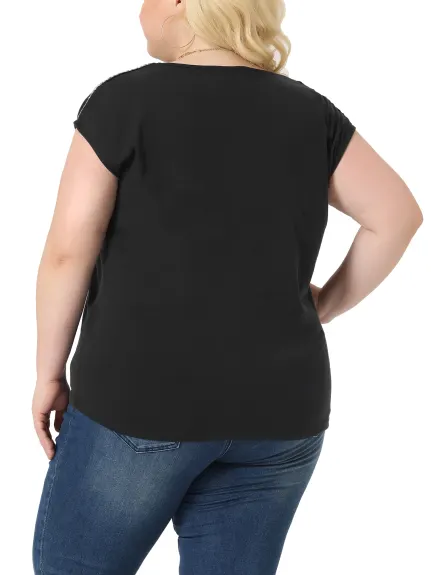 Agnes Orinda - T-shirt basique à col en V pour femme, haut uni, été