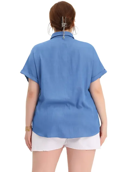 Agnes Orinda - Chemises de travail boutonnées à manches courtes en chambray