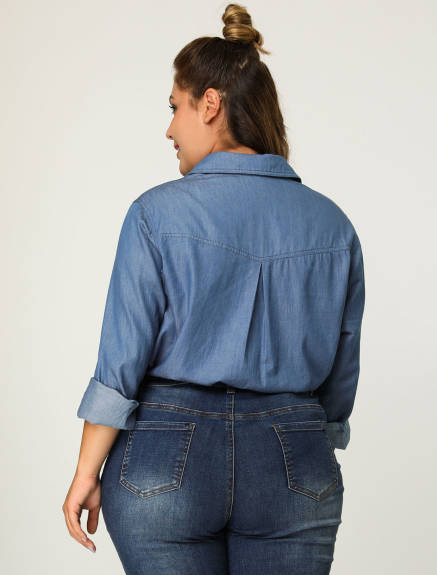 Agnes Orinda - Chemises en chambray à manches longues et poche poitrine