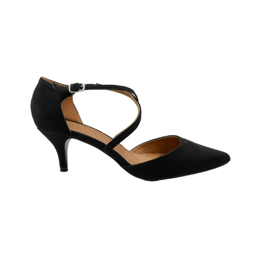 Where s That From Womens Ladies Kennedi Suede Crossover Strap Wide Kitten Heel Shoes Penningtons