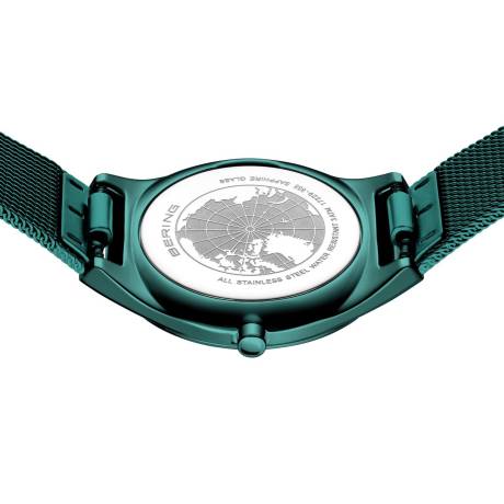 BERING - 40mm Ladies Ultra Slim Stainless Steel Watch In Dark Green/Dark Green