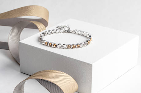 Bracelet circulaire à maillons en cristal Golden Shadow fabriqué avec des cristaux autrichiens de qualité