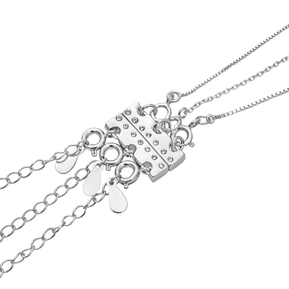 Silver Rhodium 4Row Necklace Clasp with crystal accents for