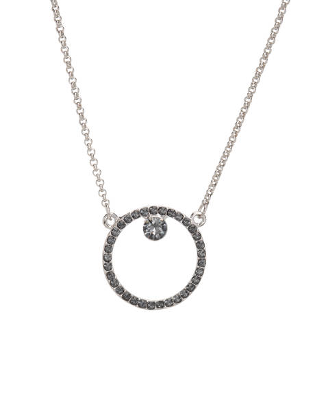 Silvernight Open Circle crystals Pave Pendant Necklace made with Quality Austrian Crystals - MICALLA