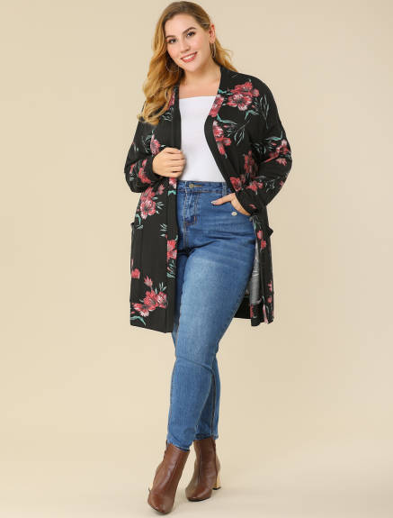 Agnes Orinda - Flower Knit Open Front Sweaters Fall Cardigans