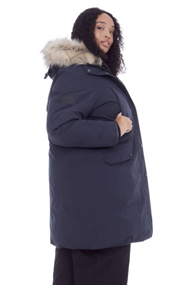 Alpine North - LAURENTIAN PLUS | Parka longue femme recyclée duvet végan capuche fausse fourrure taille large