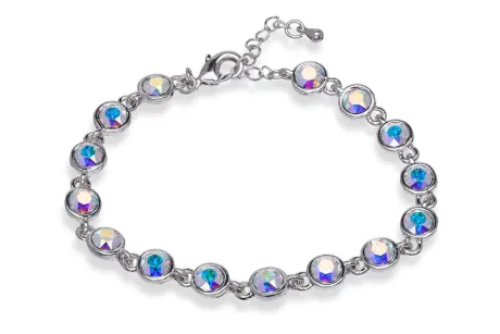 Rhodium Plated Crystal Tennis Bracelet in Aurora Borealis - callura