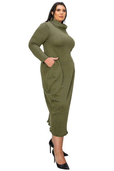 Lana Cowl Turtle Neck Pocket Sweater Dress - L I V D