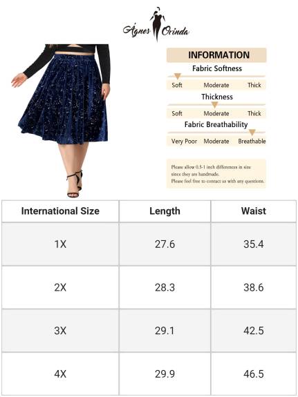 Agnes Orinda - A-Line Knee Length Sequin Flare Skirt