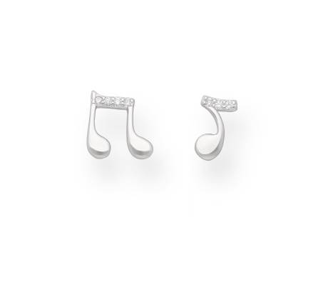Ag Sterling - Boucles d'oreilles asymétriques en argent sterling avec notes de musique et CZ