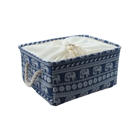 PiccoCasa- Storage Basket Bin with Cotton Handles and Drawstring Closure