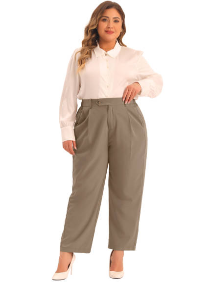 Agnes Orinda - Pantalon de costume droit de travail à taille haute élastique
