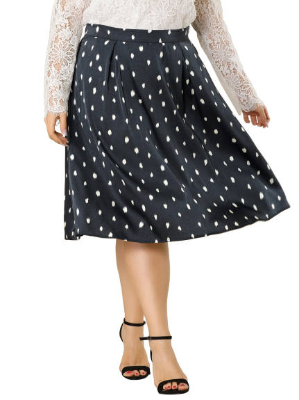 Agnes Orinda - A Line Abstract Dots Elastic Waist Midi Skirt