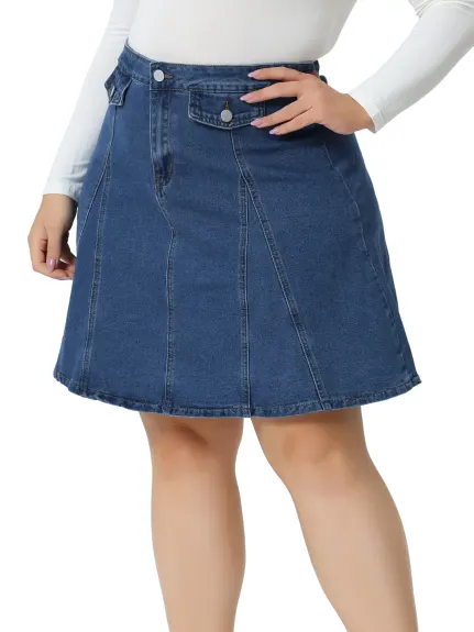 Agnes Orinda - Casual Faux Pockets Mini A-line Denim Skirt