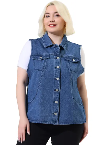 Agnes Orinda - Button Denim Vest Jacket