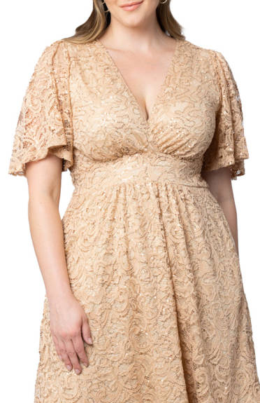 Kiyonna Starry Sequined Lace Cocktail Dress (Plus Size)