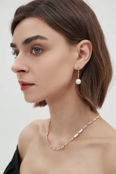 Classicharms-Electra Diamond Rivière Pearl Drop Earrings