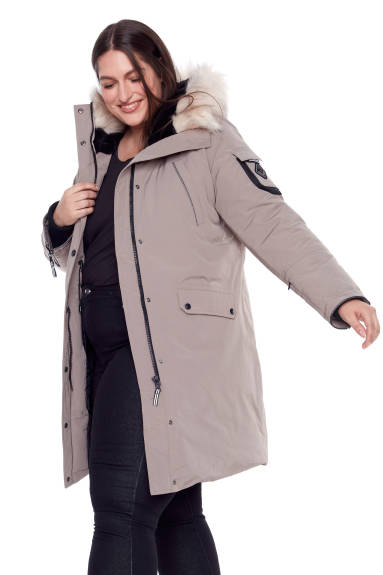 Alpine North Women's Plus Size - LAURENTIAN PLUS | Vegan Down Recycled Long Parka Winter with Faux Fur Hood