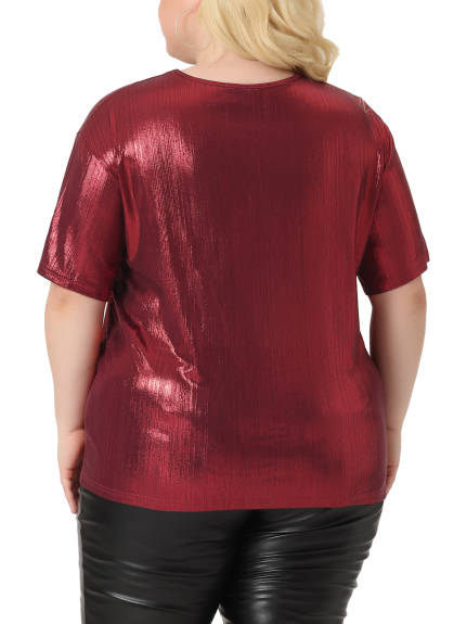 Agnes Orinda - T-shirt métallisé à col rond